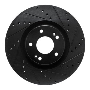 Hyundai Santa Cruz Brake Rotor (1) - Front Right - R1 Concepts - Drilled & Slotted - Black - `21-`25